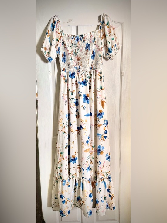 Baltic Born White Floral Smocked Square-Neck Maxi Dress - Picture 6 of 12